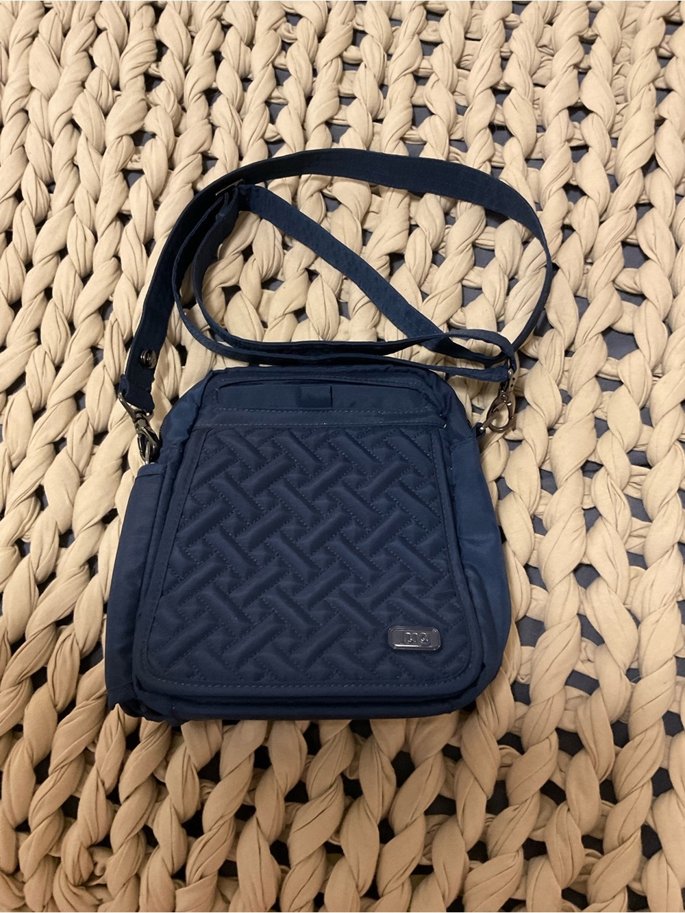 lug Flapper Navy Quilted Crossbody Bag